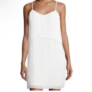 BCBGeneration NWOT Optic White Pleated Tiered Chiffon Stunning Mini Dress Small